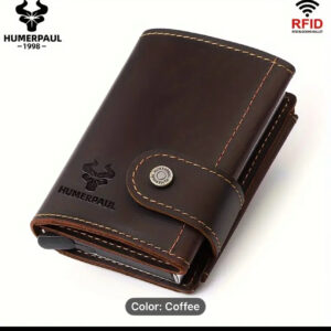 HummerPaual RFID Blocking Slim Wallet for Men. Genuine Leather (Available in Dark Brown, Light Brown and Black). Includes Courier Costs