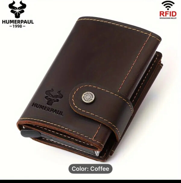 HummerPaual RFID Blocking Slim Wallet for Men. Genuine Leather (Available in Dark Brown, Light Brown and Black). Includes Courier Costs